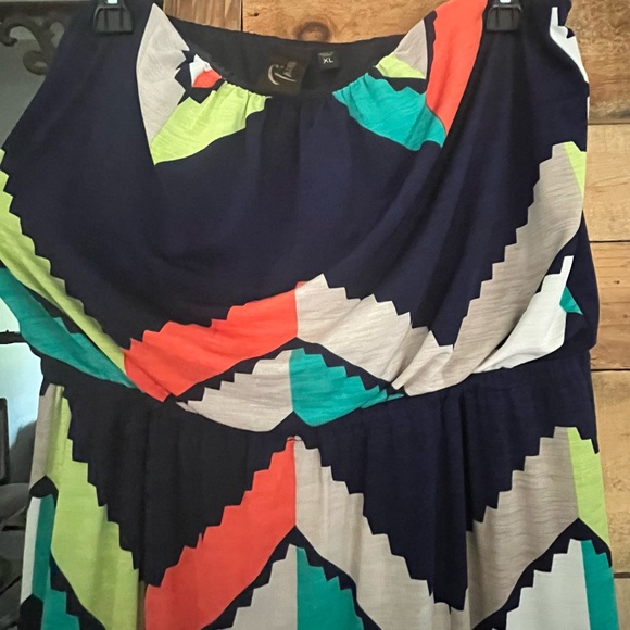 Chevron print, multi color halter maxi dress - Picture 3 of 4